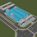 Aerial view of workshop warehouse workshop factory area factory 3d model