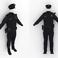 Black Police Uniform Outfit With Hat Belt And Equipment Design