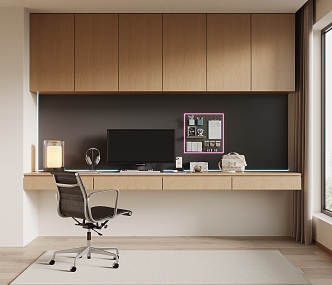 Modern study desk and chair computer 3d model