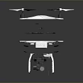 White Quadcopter Drone With Camera And Propellers On Display Stand Structure 3d model