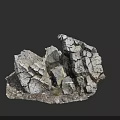 Rocky Micro Terrain With Natural Cracks Rough Texture And Small Vegetation 3d model