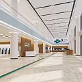 Hospital Outpatient Hall With Spacious Interior Reception Desk And Self Service Kiosks