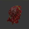 Mechanical Weapon With Metallic Body Red Accents And Intricate Design Details