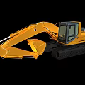 Yellow Heavy Duty Excavator With Tracks Bucket And Operator Cabin
