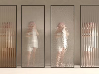 Transparent Textured Glass Room Dividers For Modern Interior Space Separation Design” 3d model