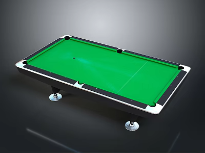Modern Billiard Table for Home Use with Green Felt Surface Black Frame and White Legs 3d model