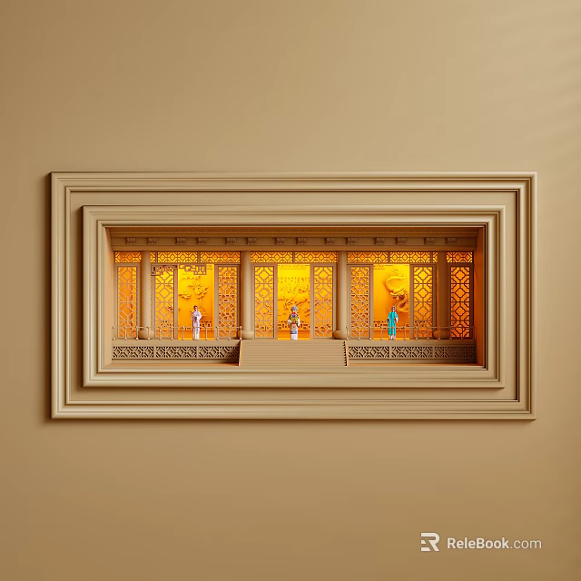 Elegant Classical Wall Sconce With Carved Frame And Warm Golden Lighting 3d model 