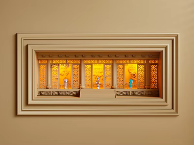 Elegant Classical Wall Sconce With Carved Frame And Warm Golden Lighting 3d model