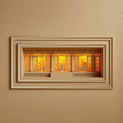 Elegant Classical Wall Sconce With Carved Frame And Warm Golden Lighting 3d model