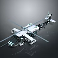 White Black Space Helicopter Model With Detailed Propellers For Aerospace Exploration