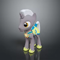 Gray Unicorn Pony Toy Figure With Yellow Hooves Blue Outfit And Star Design