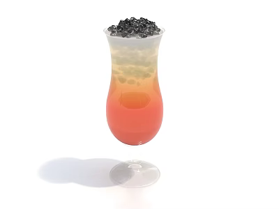 Tea Break Area With Layered Refreshing Drink Black Pearls And Orange Red In Tall Glass 3d model
