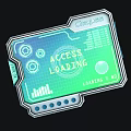Futuristic Tablet Tech Screen Interface With Green Blue Display Gear Icons Metal Frame Design