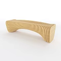 Modern Wooden Public Chair With Curved Shape And Striped Design
