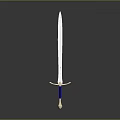 Silver Blade Sword With Blue Hilt And Metallic Accents On Dark Background