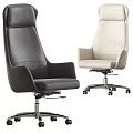 Modern Leather Office Chair in Dark and Light Tones with High Back and Swivel Wheels