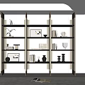Modern Bookcase Interior Design with Multiple Shelves Books Decorative Vases Picture Frames And Sculptures