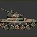 Detailed Military Tank With Camouflage Paint Turret Gun And Track System