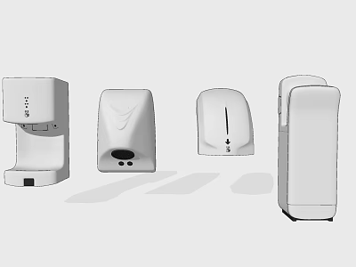 Sleek Modern White Bathroom Accessories With Soap Dispensers And Hand Dryers 3d model