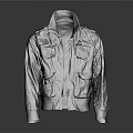 Stylish Gray Stand Collar Jacket With Multiple Pockets And Casual Design 3d model