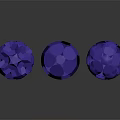 Shiny Purple Geometric Spheres With Polyhedron Shapes And Hollow Designs On Dark Background