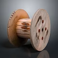 Vintage Wooden Spool Design With Natural Wood Grain And Metal Nails