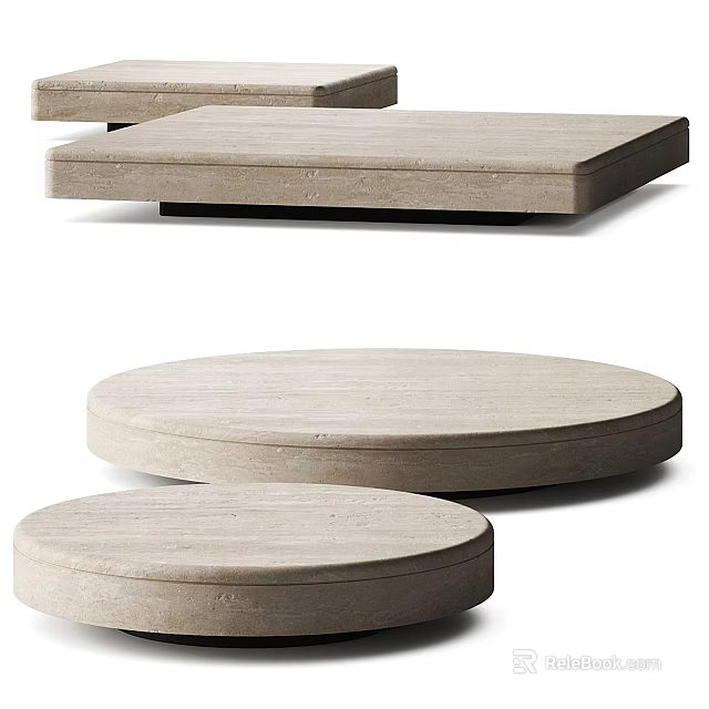Modern Minimalist Coffee Tables With Light Wood Round And Square Shapes 3d model 