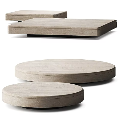 Modern Minimalist Coffee Tables With Light Wood Round And Square Shapes 3d model