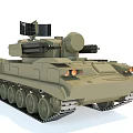 Olive Green Military Tank With Turret Radar Antenna Tracks And Headlights