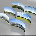 Curved Panoramic Landscape Display With Multiple Natural Urban Green Scenes
