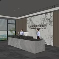 Modern company front desk background wall reception area bar desk reception desk hall simple lobby 3d model