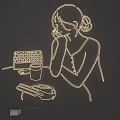 Modern LED Lighting Combination With Female Silhouette Laptop Cup And Tray