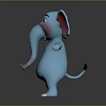 Blue Cartoon Elephant Character With Pink Ears And Open Arms