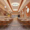 Warm Restaurant Interior Design With Round Pendant Lights Wooden Tables And Wall Decor