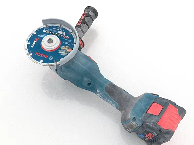 BOSCH Blue Angle Grinder With Red Accents And Grinding Wheel 3d model