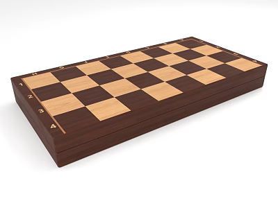 Chess Board Game Entertainment Featuring Wooden Checkerboard With Brown And Light Squares 3d model