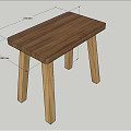 Solid Wood Stool With 380mm Length 380mm Width 450mm Height Simple Design 3d model