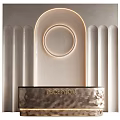 Light Luxury Curved Reception Desk Background Wall Reception Desk Front Desk 3d model
