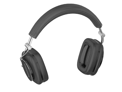 Modern Black Over Ear Headphones With Leather Headband And Comfortable Ear Cups 3d model