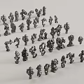 Handcrafted Stone Wood Figurines In Various Shapes Arranged On White Background