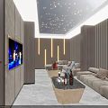 Modern KTV Interior Design With Starry Ceiling Lights Large Screen And Comfortable Sofas 3d model
