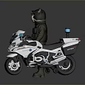 Two Cat Figures Wearing Green Military Uniforms Standing Next To White Motorcycle