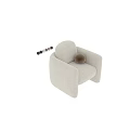 Beige Plush Single Sofa With Wide Armrests And Brown Round Pillow
