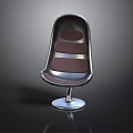 Stylish Modern Metal Chair With Three Brown Upholstered Panels And Round Base