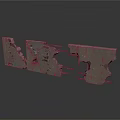 Rough Textured Damaged Concrete Scene Components With Cracked Surfaces and Holes