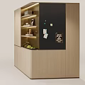 Modern Decorative Ornament Combination Display On Wooden Cabinet With Shelves And Green Plants
