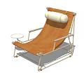 Modern Yellow Leather Lounge Chair with Metal Frame Small Round Side Table and White Cushion