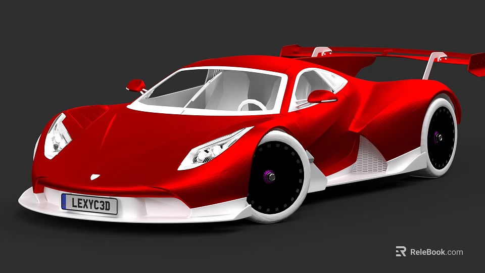 Red Sports Car 3D Rendered With Sleek Design Rear Spoiler And Black Wheels 3d model 