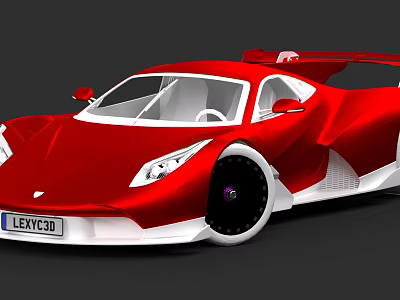 Red Sports Car 3D Rendered With Sleek Design Rear Spoiler And Black Wheels 3d model