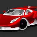 Red Sports Car 3D Rendered With Sleek Design Rear Spoiler And Black Wheels